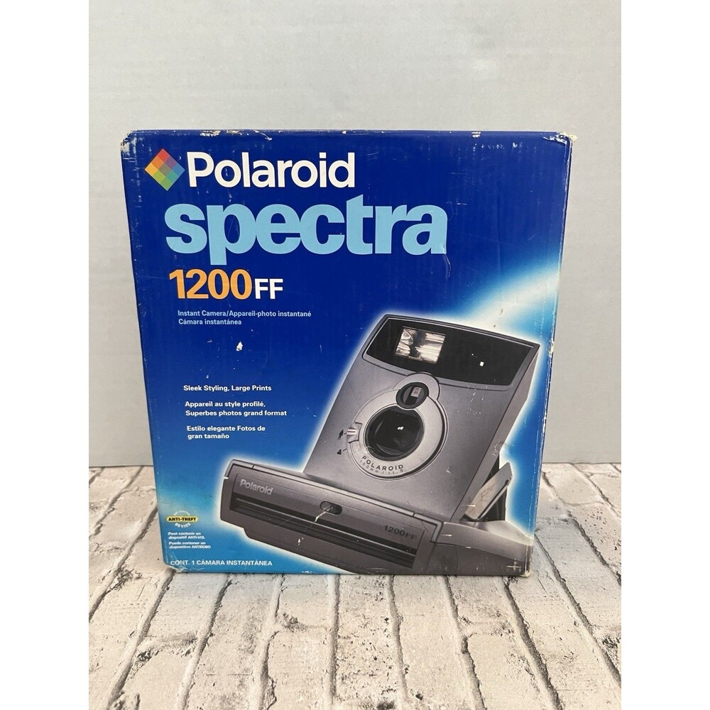 (RARE ) Polaroid Spectra 1200FF Instant Camera Silver with Box & Strap Untested